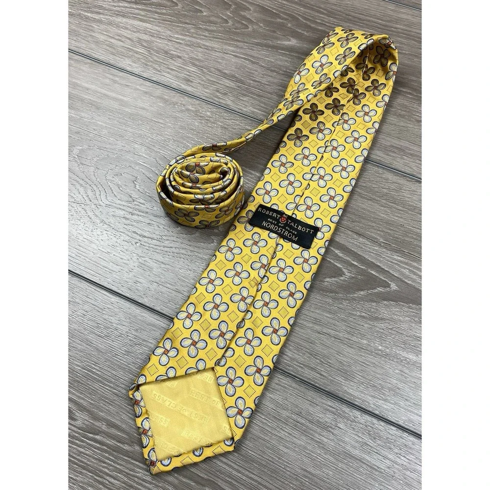 Robert Talbott Men's Silk Best Of Class Floral Pattern Necktie Gold 58
